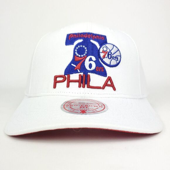 Philadelphia 76ers Mitchell & Ness Pro Fit Snapback Cap Hat 3D Logo White NWT - Picture 2 of 8